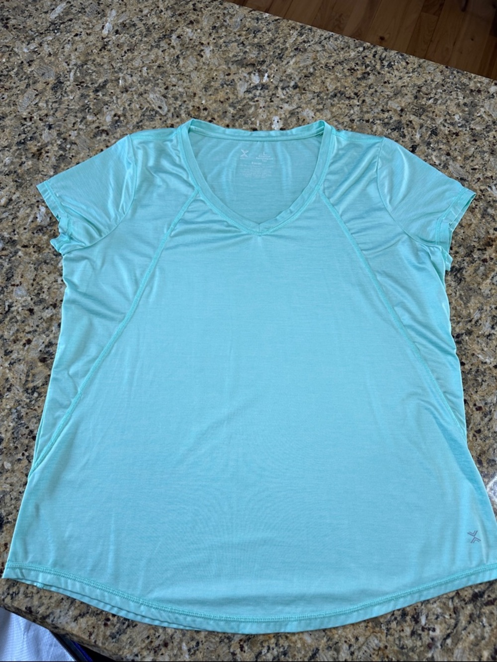 Xersion Light Aqua Short-Sleeve V-Neck Performance Tee